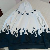 Felpa con cappuccio bianco e blu acetato taglia M