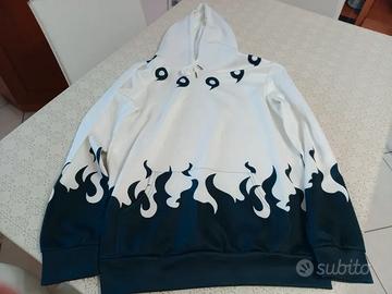 Felpa con cappuccio bianco e blu acetato taglia M