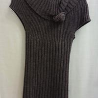 vestito senza maniche in lana con collo a scialle
