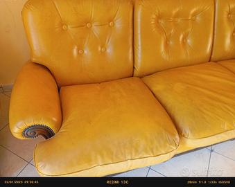 Divano e due poltrone vera pelle 