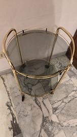 Carrello portaoggetti ottone e vetro