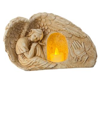 Statua angelo con luce per giardino cimitero tomba