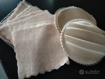 Veli ricamato colore ecru tondo e quadro 