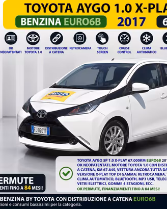 Toyota Aygo 5 Porte 5P 1.0 X-PLAY EURO6B 67.000KM