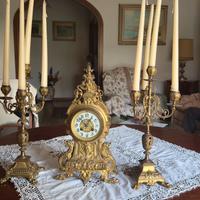 Orologio Francese Antico e 2 Candelabri