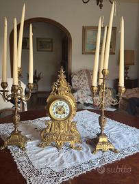 Orologio Francese Antico e 2 Candelabri