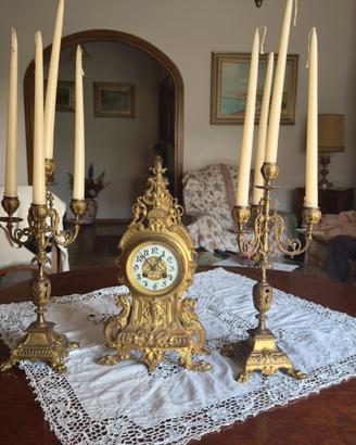 Orologio Francese Antico e 2 Candelabri