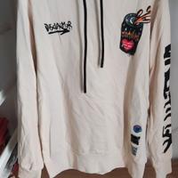 Felpa beige Disclaimer con stampa graffiti street