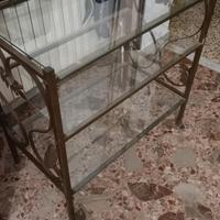 tavolino ferro e vetro 3 ripiani