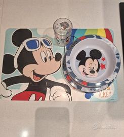 set piatti+bicchiere+tovaglietta Disney Topolino 
