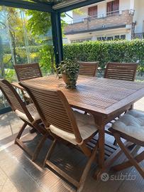 Tavolo da giardino con 6 sedie pieghevoli
