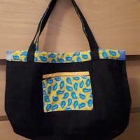 Borsa in jeans con tasca esterna chiusura cerniera