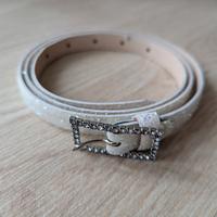 Cintura sottile glitterata con fibbia di strass 