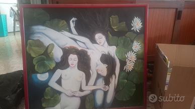 Dipinto olio su tela 80x70 ninfee - con cornice