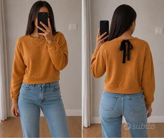 Felpa girocollo Bershka oversize arancio fiocco S