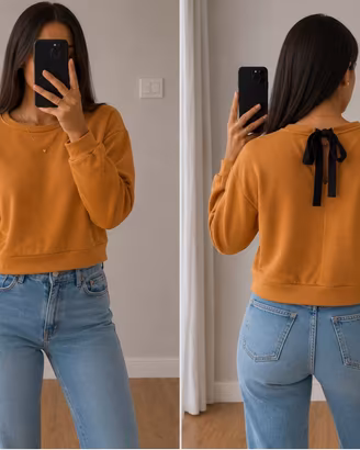 Felpa girocollo Bershka oversize arancio fiocco S