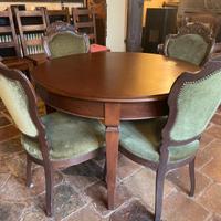 Set tavolo legno massello e 4 sedie imbottite