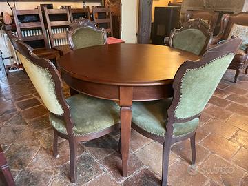 Set tavolo legno massello e 4 sedie imbottite