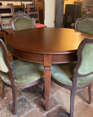 Set tavolo legno massello e 4 sedie imbottite