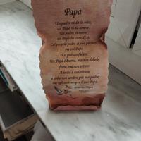 Pergamena in carta trattata con dedica papà