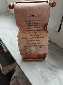 Pergamena in carta trattata con dedica papà