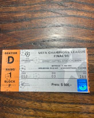 Biglietto Finale Champions League 1995.