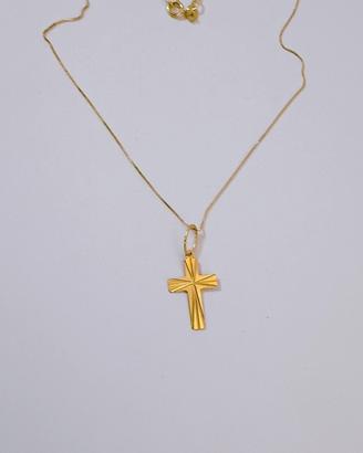 Collana con croce in oro giallo 18kt 750