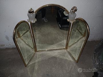 Specchio 3 ante ottone dorato 