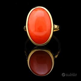 ANELLO VINTAGE ORO GIALLO 18KT CON CORALLO ROSSO