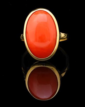 ANELLO VINTAGE ORO GIALLO 18KT CON CORALLO ROSSO