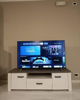 Mobile porta TV 148 cm bianco e rovere scuro
