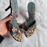 tacchi vintage y2k in denim e leopardato taglia 37