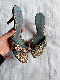 tacchi vintage y2k in denim e leopardato taglia 37