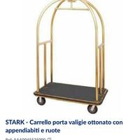 Carrello portavaligie ottonato con appendiabiti
