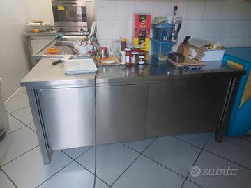 lavello +  Banco da lavoro in acciaio inox