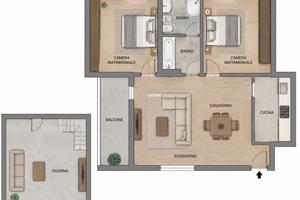 Brusaporto trilocale con due bagni e balcone