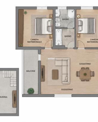 Brusaporto trilocale con due bagni e balcone