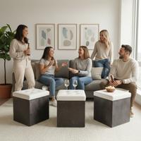 Puff in legno con cuscino