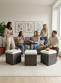 Puff in legno con cuscino