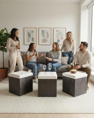 Puff in legno con cuscino