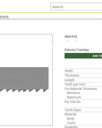 McMaster-Carr Lame per sega a nastro