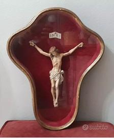 Cristo ligneo in cornice antica Primi 900