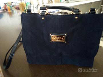 Borsa blumarine alcantara e vernice blu