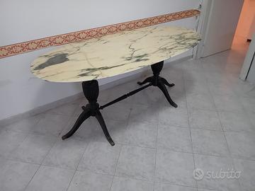 TAVOLO CON RIPIANO IN MARMO ANNI 50/60
