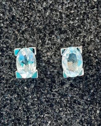 Orecchini oro bianco 18kt e topazio azzurro 