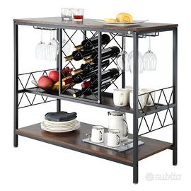 Mobile Bar Industriale da Vino e Liquori in Legno