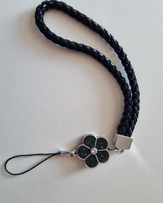 Cordino Legaccio fiore nero Cellulare polso