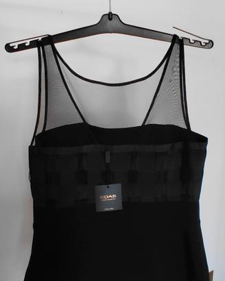 top nero con spalli e in voile  