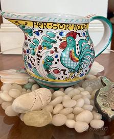 Caraffa ceramica Deruta ‘900 gallo De Sanctis