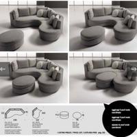 Divano cinque posti divisibile pouf sfoderabile